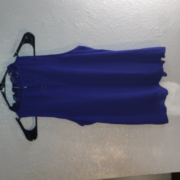 Worthington Sleeveless Royal Blue Dress Top with Lace Detail PL - Picture 5 of 5